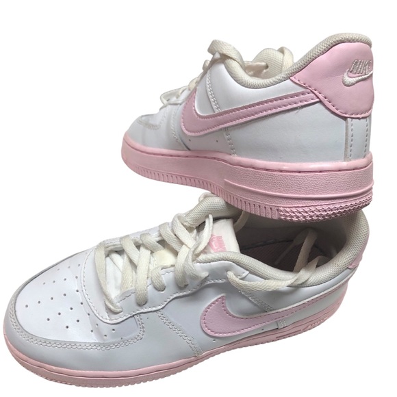 Nike Air Force 1 Low White and Pink Sneakers.Size Y2 Youth Pre Owned Excellent - Picture 3 of 11